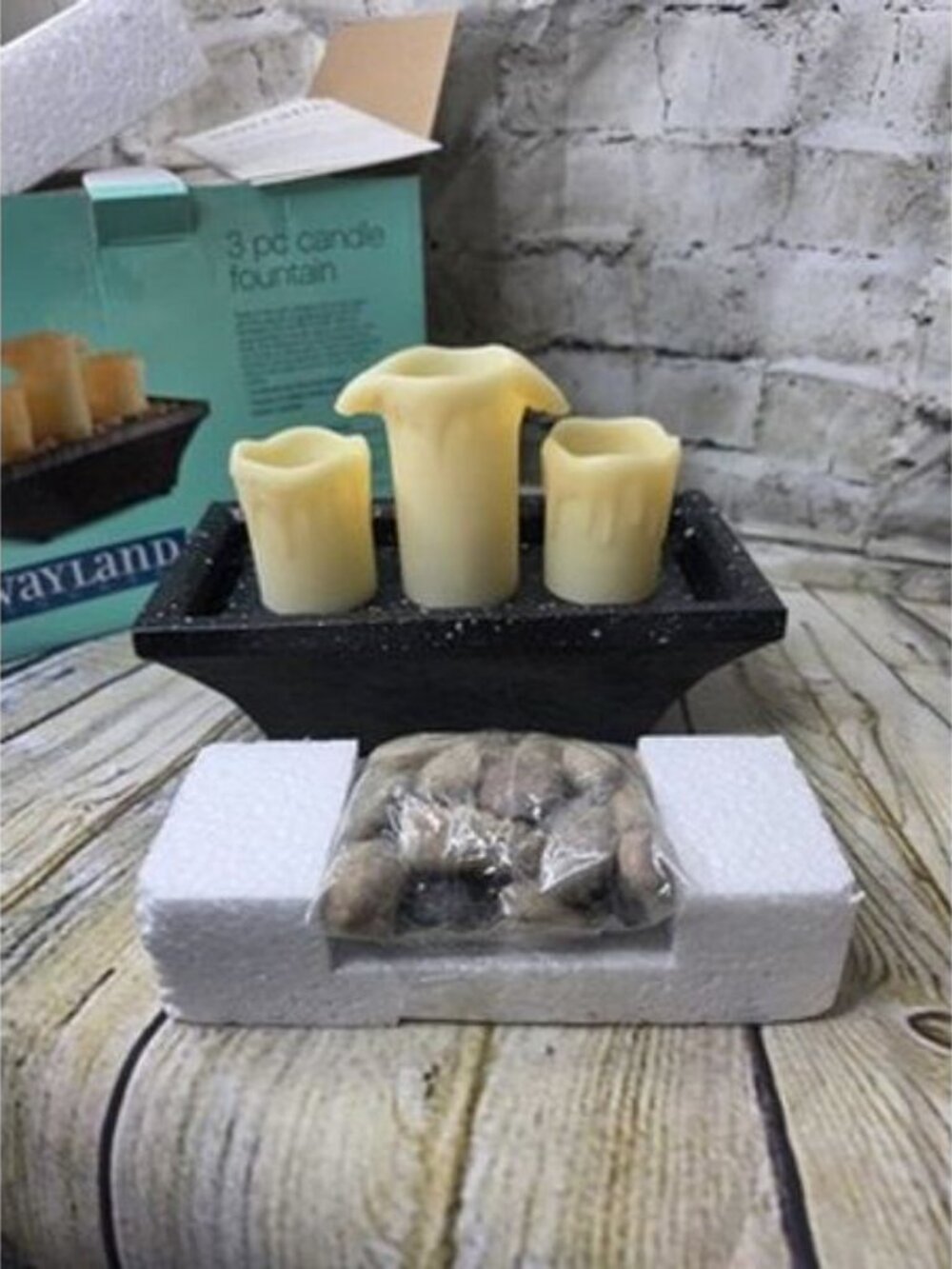 Wayland Square 3 PC Candle Fountain Battery Operated NOT INCLUDED
